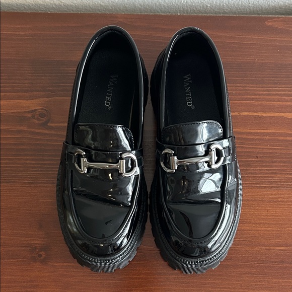 Wanted Shoes - Black Patent Loafers | Chunky Sole | Classic Preppy Gothic Style